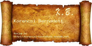 Korencsi Bernadett névjegykártya
